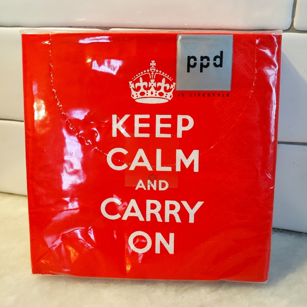 Keep Calm And Carry On Cocktail Napkins